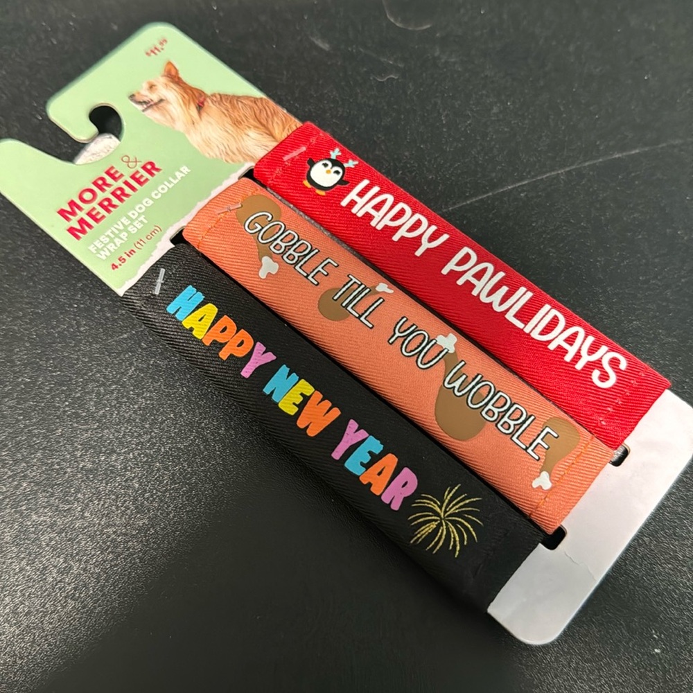 Festive dog collar wrap set